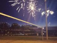 Fireworks over volleyball net