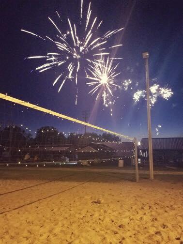 Fireworks over volleyball net