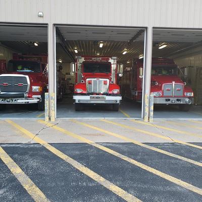RFD Fire Engines parked at the station
